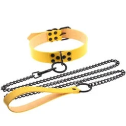 Gothic Black O-Ring Choker Necklace With Chain (Available In 16 Colors) EG140 -EgrilDoll Fashion Outlet Store gothic black o ring choker necklace with chain available in 16 colors eg140 yellow 946
