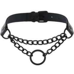 Gothic Black Ring And Chain Choker Necklace (Available In 16 Colors) EG233 -EgrilDoll Fashion Outlet Store gothic black ring and chain choker necklace available in 16 colors eg233 955