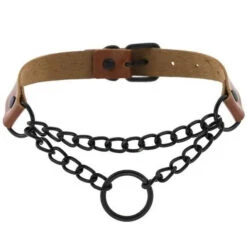 Gothic Black Ring And Chain Choker Necklace (Available In 16 Colors) EG233 -EgrilDoll Fashion Outlet Store gothic black ring and chain choker necklace available in 16 colors eg233 brown 859