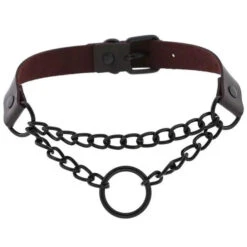 Gothic Black Ring And Chain Choker Necklace (Available In 16 Colors) EG233 -EgrilDoll Fashion Outlet Store gothic black ring and chain choker necklace available in 16 colors eg233 coffee 325