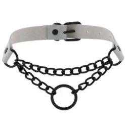 Gothic Black Ring And Chain Choker Necklace (Available In 16 Colors) EG233 -EgrilDoll Fashion Outlet Store gothic black ring and chain choker necklace available in 16 colors eg233 gray 340