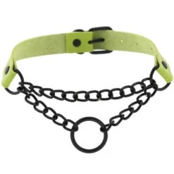 Gothic Black Ring And Chain Choker Necklace (Available In 16 Colors) EG233 -EgrilDoll Fashion Outlet Store gothic black ring and chain choker necklace available in 16 colors eg233 green 775