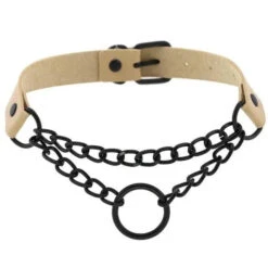 Gothic Black Ring And Chain Choker Necklace (Available In 16 Colors) EG233 -EgrilDoll Fashion Outlet Store gothic black ring and chain choker necklace available in 16 colors eg233 nude 586