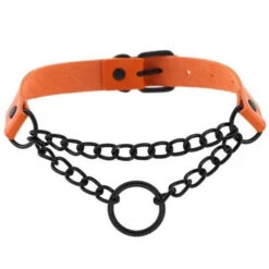 Gothic Black Ring And Chain Choker Necklace (Available In 16 Colors) EG233 -EgrilDoll Fashion Outlet Store gothic black ring and chain choker necklace available in 16 colors eg233 orange 115
