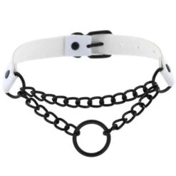 Gothic Black Ring And Chain Choker Necklace (Available In 16 Colors) EG233 -EgrilDoll Fashion Outlet Store gothic black ring and chain choker necklace available in 16 colors eg233 white 834