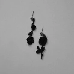 Gothic Black Rose Earrings EG16265
