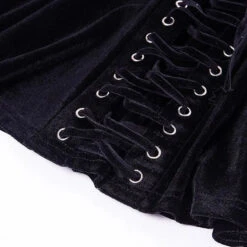Gothic Black Velvet Lace Up Front A-Line Mini Skirt EG484 -EgrilDoll Fashion Outlet Store gothic black velvet lace up front a line mini skirt eg484 537
