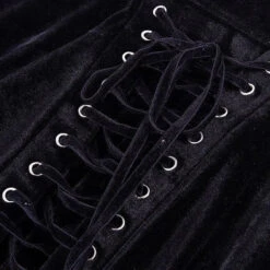Gothic Black Velvet Lace Up Front A-Line Mini Skirt EG484 -EgrilDoll Fashion Outlet Store gothic black velvet lace up front a line mini skirt eg484 562