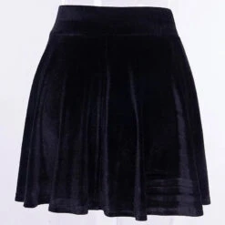 Gothic Black Velvet Lace Up Front A-Line Mini Skirt EG484 -EgrilDoll Fashion Outlet Store gothic black velvet lace up front a line mini skirt eg484 993