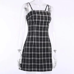 Gothic Black White Plaid Mini Dress EG0063 -EgrilDoll Fashion Outlet Store gothic black white plaid mini dress eg0063 382