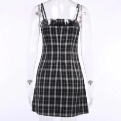 Gothic Black White Plaid Mini Dress EG0063 -EgrilDoll Fashion Outlet Store gothic black white plaid mini dress eg0063 502