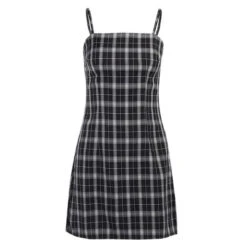 Gothic Black White Plaid Mini Dress EG0063 -EgrilDoll Fashion Outlet Store gothic black white plaid mini dress eg0063 s 652