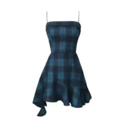 Gothic Blue Sling Strap Plaid Dress EG0065 -EgrilDoll Fashion Outlet Store gothic blue sling strap plaid dress eg0065 679