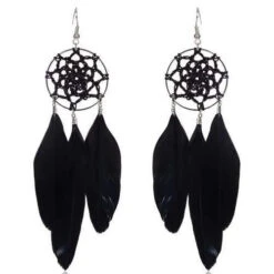 Gothic Bohemian Dreamcatcher Feather 1 Pair Earrings EG441