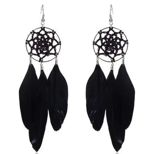 Gothic Bohemian Dreamcatcher Feather 1 Pair Earrings EG441 1 Gothic Bohemian Dreamcatcher Feather 1 Pair Earrings EG441