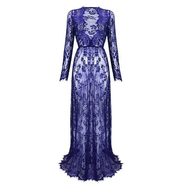 Gothic Bohemian Sexy Lace V-Neck Long Maxi Dress EG0076 6 Gothic Bohemian Sexy Lace V-Neck Long Maxi Dress EG0076 - Image 6