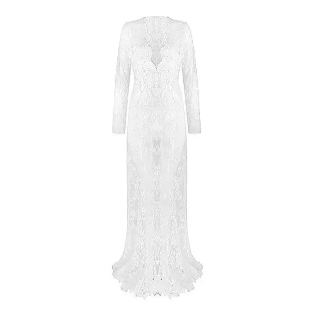 Gothic Bohemian Sexy Lace V-Neck Long Maxi Dress EG0076 7 Gothic Bohemian Sexy Lace V-Neck Long Maxi Dress EG0076 - Image 7