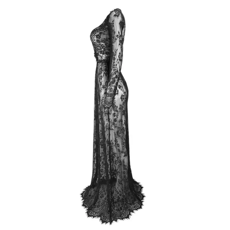 Gothic Bohemian Sexy Lace V-Neck Long Maxi Dress EG0076 3 Gothic Bohemian Sexy Lace V-Neck Long Maxi Dress EG0076 - Image 3
