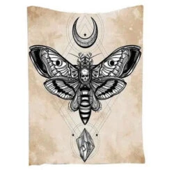 Gothic Bohemian Skull Moth Wiccan Moon Horn Wall Tapestry Home Decor EG0077