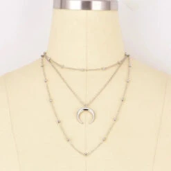 Gothic Bohemian Triple Layer Moon Horn Choker Necklace EG087 -EgrilDoll Fashion Outlet Store gothic bohemian triple layer moon horn choker necklace eg087 813