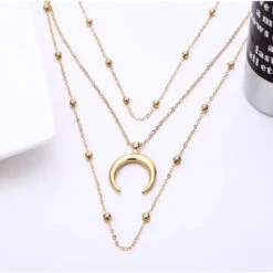 Gothic Bohemian Triple Layer Moon Horn Choker Necklace EG087 -EgrilDoll Fashion Outlet Store gothic bohemian triple layer moon horn choker necklace eg087 gold 230