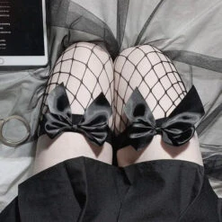 Gothic Bow Over The Knee Fishnet Stockings EG0080 -EgrilDoll Fashion Outlet Store gothic bow over the knee fishnet stockings eg0080 333
