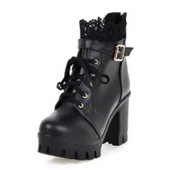 Gothic Buckle Lace Platform Boots EG17519 -EgrilDoll Fashion Outlet Store gothic buckle lace platform boots eg17519 black 4 470