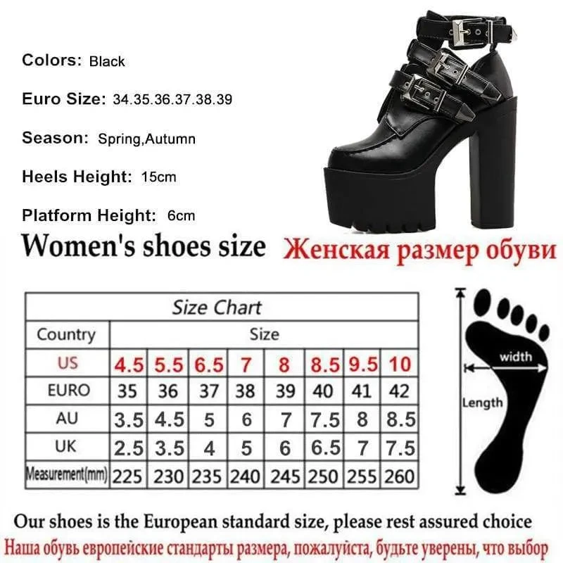 Gothic Buckle Leather Ankle Platform Boots EG407 6 Gothic Buckle Leather Ankle Platform Boots EG407 - Image 6