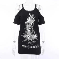 Gothic CAME FROM HELL Cold Shoulder Top EG205 -EgrilDoll Fashion Outlet Store gothic came from hell cold shoulder top eg205 black s dress 309