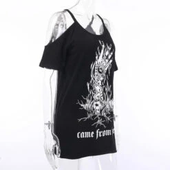 Gothic CAME FROM HELL Cold Shoulder Top EG205 -EgrilDoll Fashion Outlet Store gothic came from hell cold shoulder top eg205 dress 475