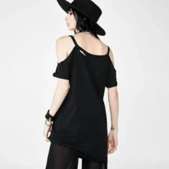 Gothic CAME FROM HELL Cold Shoulder Top EG205 -EgrilDoll Fashion Outlet Store gothic came from hell cold shoulder top eg205 dress 869