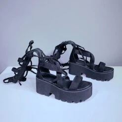 Gothic Casual Laceup Zipper Sandals EE0873 -EgrilDoll Fashion Outlet Store gothic casual laceup zipper sandals ee0873 shoes 171