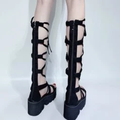 Gothic Casual Laceup Zipper Sandals EE0873 -EgrilDoll Fashion Outlet Store gothic casual laceup zipper sandals ee0873 shoes 751