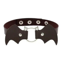 Gothic Cat Bat Faux Leather Choker Necklace (Available In 16 Colors) EG14579 35 Gothic Cat Bat Faux Leather Choker Necklace (Available In 16 Colors) EG14579 -EgrilDoll Fashion Outlet Store gothic cat bat faux leather choker necklace available in 16 colors eg14579 dark coffee 718