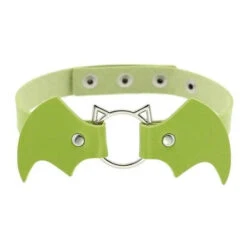 Gothic Cat Bat Faux Leather Choker Necklace (Available In 16 Colors) EG14579 28 Gothic Cat Bat Faux Leather Choker Necklace (Available In 16 Colors) EG14579 -EgrilDoll Fashion Outlet Store gothic cat bat faux leather choker necklace available in 16 colors eg14579 green 174
