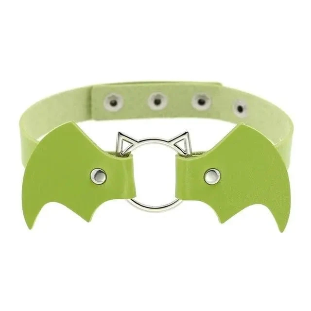 Gothic Cat Bat Faux Leather Choker Necklace (Available In 16 Colors) EG14579 9 Gothic Cat Bat Faux Leather Choker Necklace (Available In 16 Colors) EG14579 - Image 9