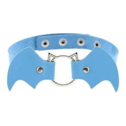 Gothic Cat Bat Faux Leather Choker Necklace (Available In 16 Colors) EG14579 29 Gothic Cat Bat Faux Leather Choker Necklace (Available In 16 Colors) EG14579 -EgrilDoll Fashion Outlet Store gothic cat bat faux leather choker necklace available in 16 colors eg14579 light blue 923