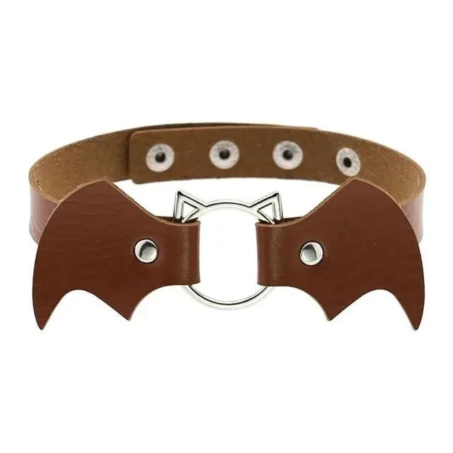 Gothic Cat Bat Faux Leather Choker Necklace (Available In 16 Colors) EG14579 11 Gothic Cat Bat Faux Leather Choker Necklace (Available In 16 Colors) EG14579 - Image 11