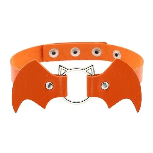 Gothic Cat Bat Faux Leather Choker Necklace (Available In 16 Colors) EG14579 17 Gothic Cat Bat Faux Leather Choker Necklace (Available In 16 Colors) EG14579 - Image 17