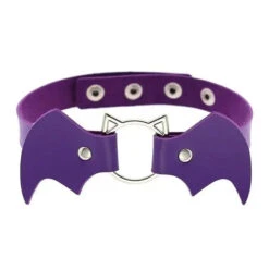 Gothic Cat Bat Faux Leather Choker Necklace (Available In 16 Colors) EG14579 26 Gothic Cat Bat Faux Leather Choker Necklace (Available In 16 Colors) EG14579 -EgrilDoll Fashion Outlet Store gothic cat bat faux leather choker necklace available in 16 colors eg14579 purple 216