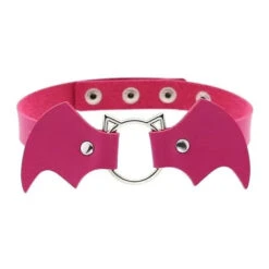 Gothic Cat Bat Faux Leather Choker Necklace (Available In 16 Colors) EG14579 33 Gothic Cat Bat Faux Leather Choker Necklace (Available In 16 Colors) EG14579 -EgrilDoll Fashion Outlet Store gothic cat bat faux leather choker necklace available in 16 colors eg14579 rose 940