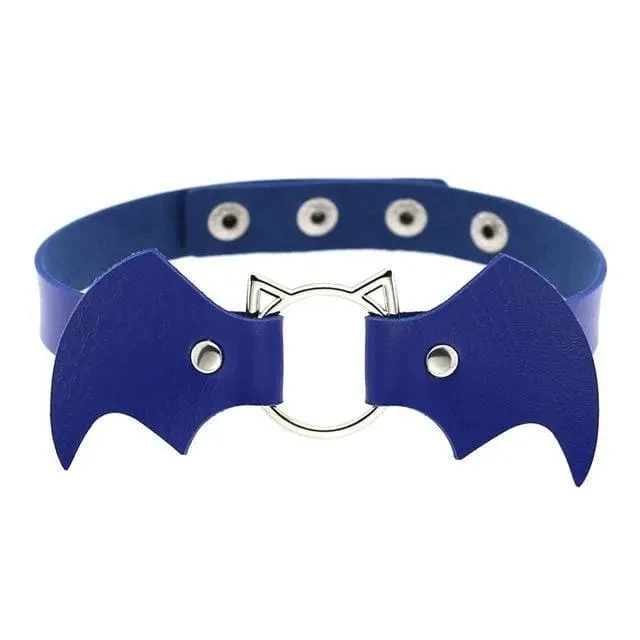 Gothic Cat Bat Faux Leather Choker Necklace (Available In 16 Colors) EG14579 15 Gothic Cat Bat Faux Leather Choker Necklace (Available In 16 Colors) EG14579 - Image 15