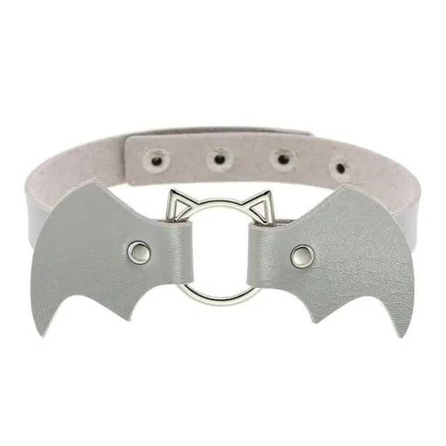 Gothic Cat Bat Faux Leather Choker Necklace (Available In 16 Colors) EG14579 12 Gothic Cat Bat Faux Leather Choker Necklace (Available In 16 Colors) EG14579 - Image 12
