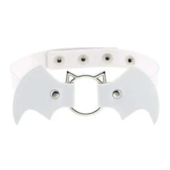 Gothic Cat Bat Faux Leather Choker Necklace (Available In 16 Colors) EG14579 37 Gothic Cat Bat Faux Leather Choker Necklace (Available In 16 Colors) EG14579 -EgrilDoll Fashion Outlet Store gothic cat bat faux leather choker necklace available in 16 colors eg14579 white 668