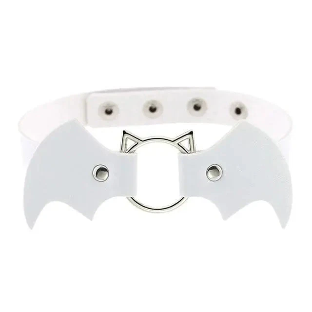 Gothic Cat Bat Faux Leather Choker Necklace (Available In 16 Colors) EG14579 18 Gothic Cat Bat Faux Leather Choker Necklace (Available In 16 Colors) EG14579 - Image 18