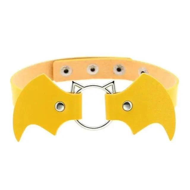 Gothic Cat Bat Faux Leather Choker Necklace (Available In 16 Colors) EG14579 8 Gothic Cat Bat Faux Leather Choker Necklace (Available In 16 Colors) EG14579 - Image 8