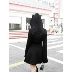 Gothic Cat Ears Zipper Hoodie Dress EG15215 -EgrilDoll Fashion Outlet Store gothic cat ears zipper hoodie dress eg15215 143