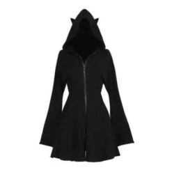 Gothic Cat Ears Zipper Hoodie Dress EG15215