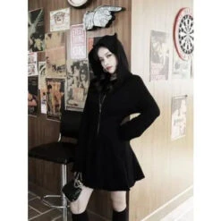 Gothic Cat Ears Zipper Hoodie Dress EG15215 -EgrilDoll Fashion Outlet Store gothic cat ears zipper hoodie dress eg15215 910