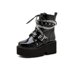 Gothic Chain Black Boots ON163 11 Gothic Chain Black Boots ON163 -EgrilDoll Fashion Outlet Store gothic chain black boots on163 515